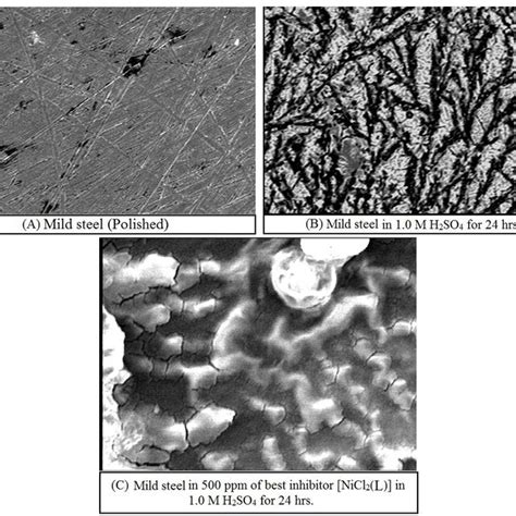 A Shows Sem Images Of The Mild Steel Surface After Elimination Or