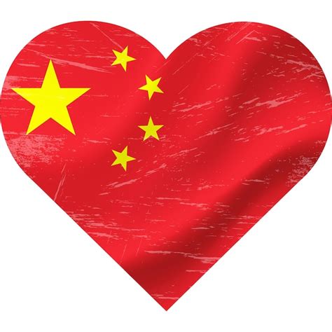 Premium Vector | China flag in heart shape grunge vintage Chinese flag ...