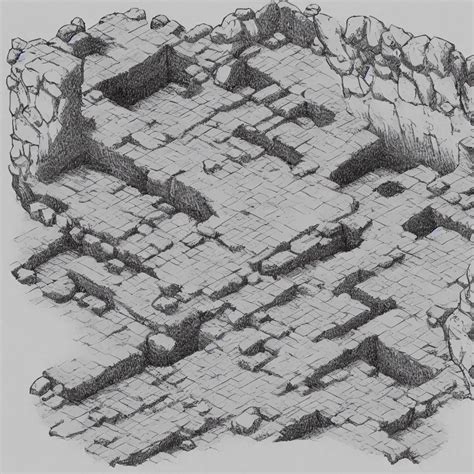 Isometric View Of The Outside Of A Cave Lineart Stable Diffusion