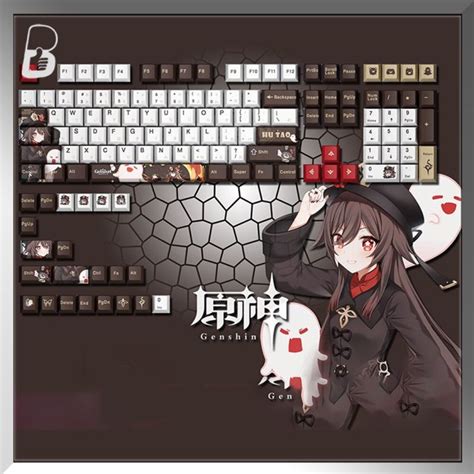 128 Keys Genshin Impact Anime Keycaps Hu Tao Xda Profile Pbt Dye