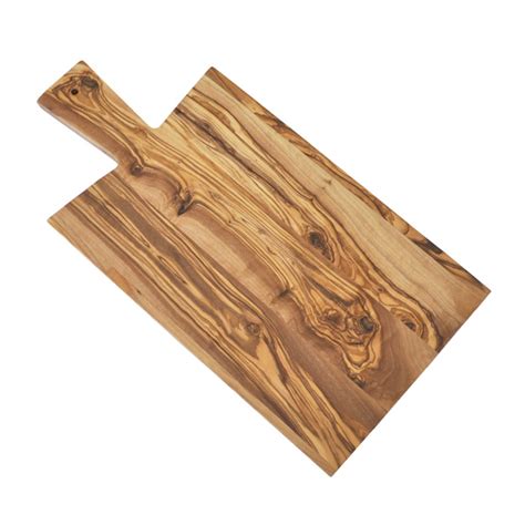 Olive Wood Rectangle Cutting Board With Handle Large 16 X 8 Naturally Med