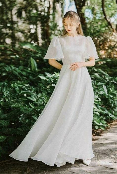 White Wedding Dress Long White Gown Civil Wedding Dress Prenup