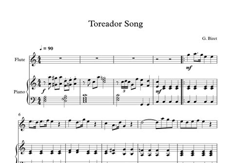 Toreador Song Georges Bizet Flute Piano Arr Digital Book Music