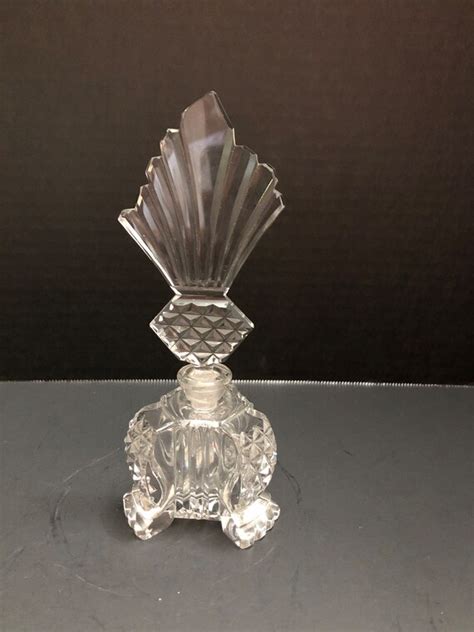 Czechoslovakia Crystal Art Deco Perfume Bottle 7 Inch Gem