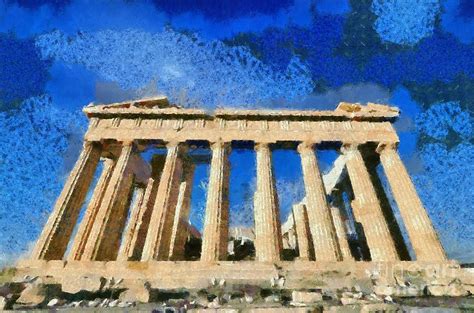 Parthenon Temple Painting By George Atsametakis