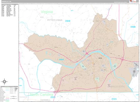 Danville Virginia Wall Map Premium Style By Marketmaps Mapsales