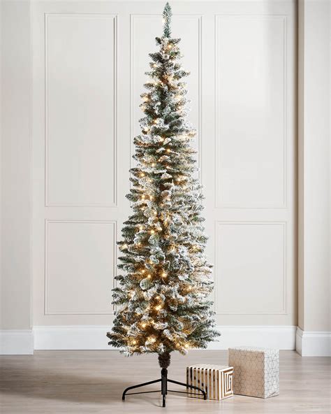 Pre-Lit Snow Flocked Pencil Christmas Tree, 6.5 ft – We R Christmas