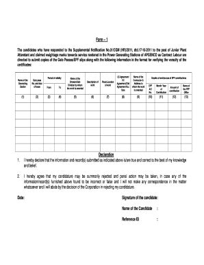 Fillable Online Apgenco Gov Form 1 Declaration 1 I Hereby Declare That