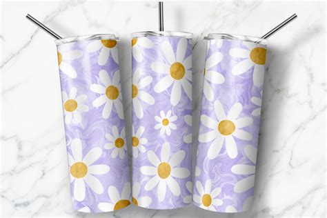 Purple Daisy Flower Tumbler Wrap Graphic By Skye Design Creative Fabrica