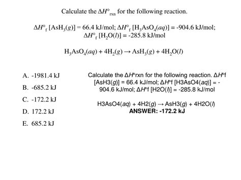 Ppt Calculate The H Rxn For The Following Reaction Powerpoint