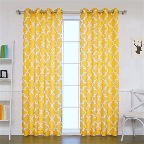 Best Mustard Print Curtains Threshold Light Filtering