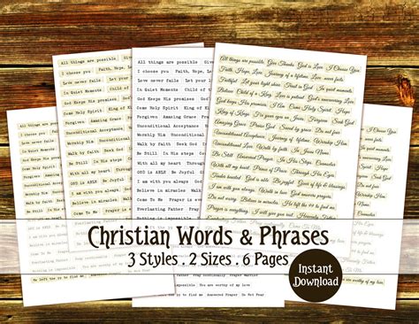 Christian Words and Phrases, Christian Digital Download, Christian ...