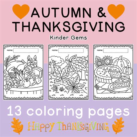 Autumn And Thanksgiving Coloring Pages Kindergarten Preschool