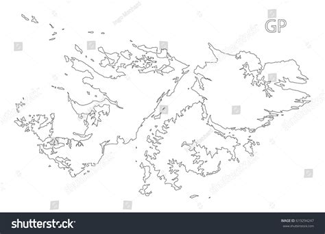 Falkland Islands Outline Silhouette Map Illustration Stock Vector