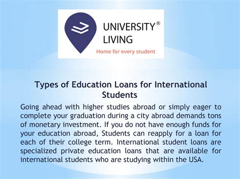 Types of Education Loans for International Students by University ...