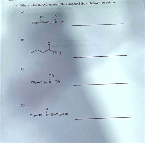 Solved What Are The Iupac Names Of The Compound Shown Below Ch3 Ch3