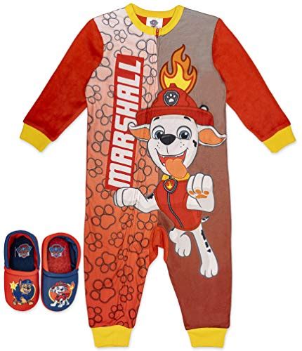 Paw Patrol Boys Union Suit Onsie Pajama With Slipper Bundle100