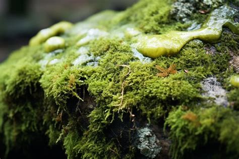 Premium Photo There Is A Moss Covered Tree Trunk With A Green