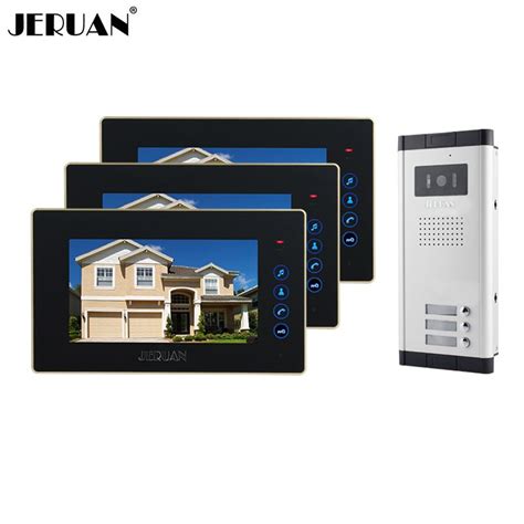 JERUAN Brand New Apartment Intercom 7 Inch LCD Touchkey Video Door