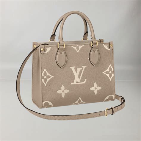 Louis Vuitton Onthego Pm Tote Bag Tourterelle Crème Monogram Empreinte Leather For Sale At 1stdibs