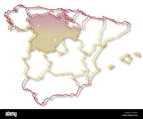 Mapa Político De España Con Las Diversas Regiones Donde Castilla Y León