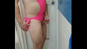 Tranny In Pink Swimsuit Monokini Bikini XNXX