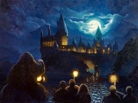 Harry Potter - Hogwarts, Journey Across The Black Lake Painting by ...