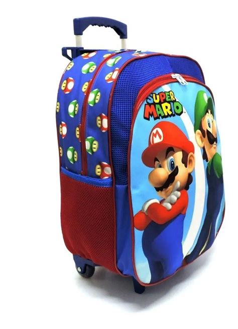 Kit Mochila Infantil Escolar Mario E Luigi Rodinhas Tam G F5 Proprio