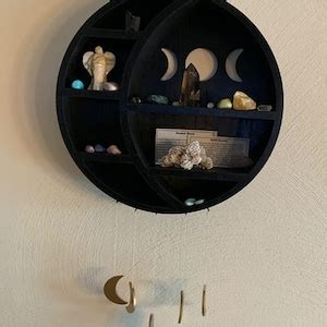 Wooden Crescent Moon Shelf Floating Shelf Crystals Shelf Etsy