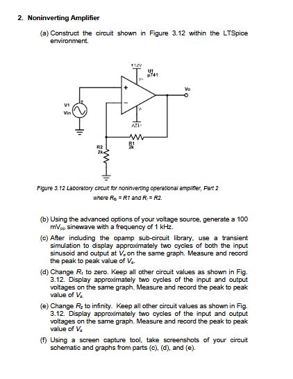 Solved 2 Noninverting Amplifier A Construct The Circuit