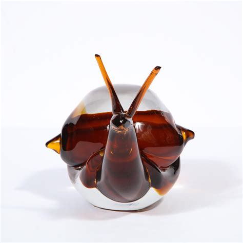 Mid Century Modern Murano Amber Glass Art Snail Sculpture By Licio Zanetti For Sale At 1stdibs