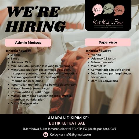 Lowongan Kerja Supervisor Admin Medsos Di Kei Kat Sae LokerJogja ID