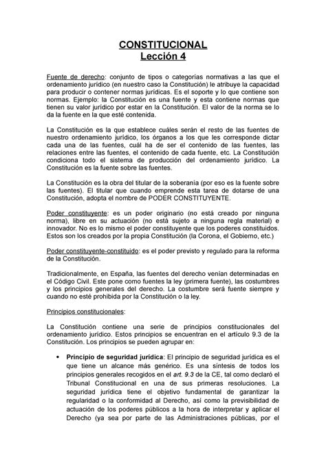 Lección 4 Apuntes 4 Constitucional Lección 4 Fuente De Derecho