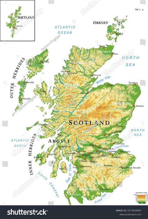 Scotland Highly Detailed Physical Map Stock Vector (Royalty Free ...