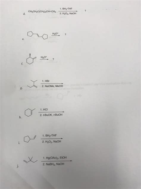 Solved 1 BH3 THF 2 H2O2 NaOH d ње e H30 1 HBr 2 Chegg