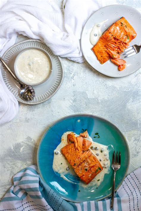 Air Fryer Salmon Fillets with Yogurt Sauce - Champagne Tastes®