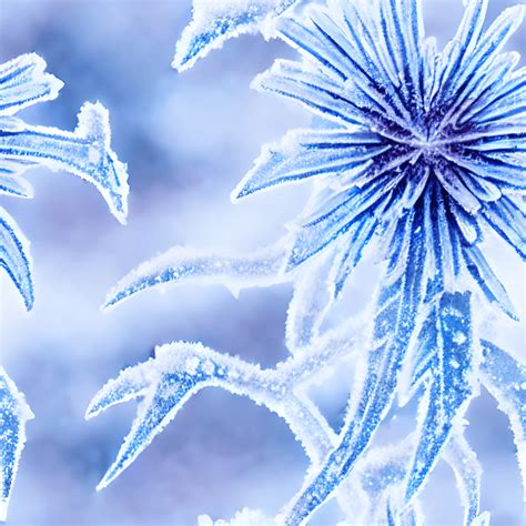 Beautiful Frozen Flowers In Winter Landscape · Creative Fabrica