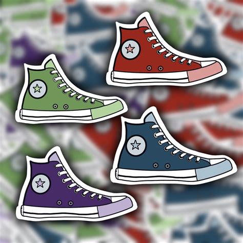 Converse Shoe 4 Pack Of Sticker Etsy