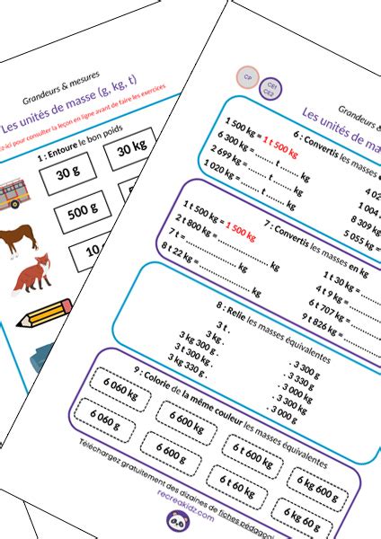 Exercices Grandeurs Et Mesures Cp Imprimer En Pdf Le On