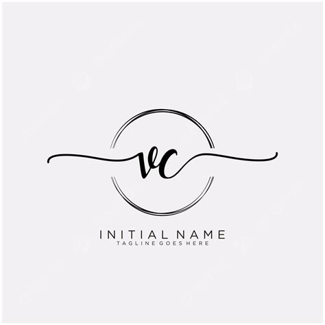 Vector Template Of Circle With Initial Handwriting Logo V C Vector