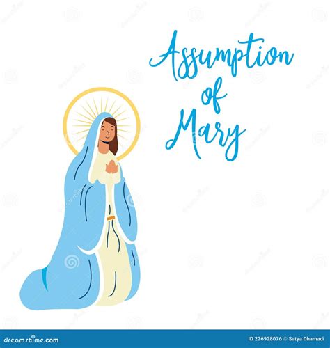 Assumption Of Mary Vector Illustration Of Mary For The Assumption Of Mary Day Greeting In Flat