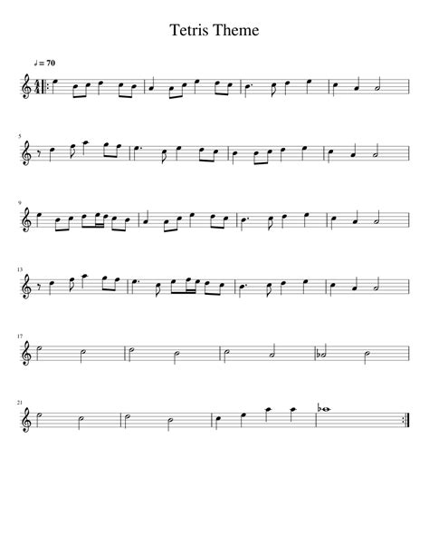 Tetris Theme A Sheet Music For Flute Download Free In Pdf Or Midi