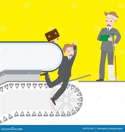 Man Caught His Leg into the Escalator, Stairway Accident Stock Vector
