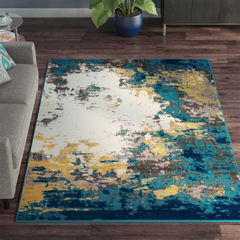 Wrought Studio Shuff Blueyellow Area Rug And Reviews Wayfair