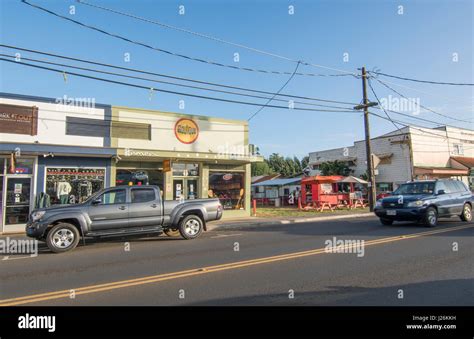 Kapaa Kauai Hawaii Downtown Village Traffic On Main Street Shops Kuhio