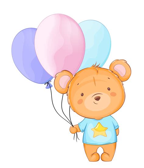 Cute little bear holding colored balloons 3225830 Vector Art at Vecteezy