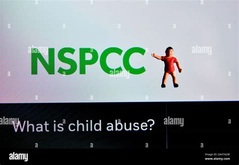 NSPCC logo with miniature figurine child Stock Photo - Alamy