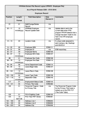 Fillable Online Ivr Web Extract File Record Layout Ppiivr Employee