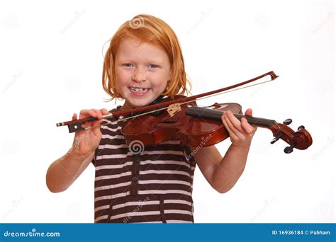 La Fille Joue Le Violon Photo Stock Image Du Gosse Sourire 16936184