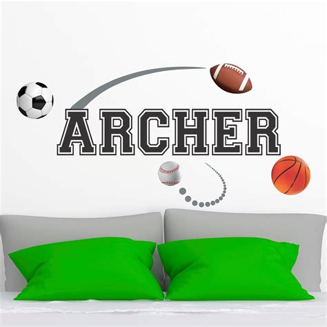 Personalized Sports Wall Decal Custom Name Sports Balls Wall Etsy